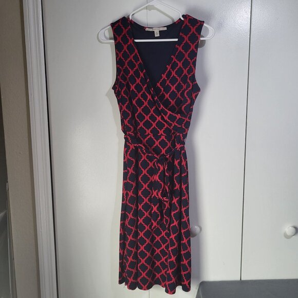 41Hawthorn Women's Medium Print Sleeveless Faux Wrap Dress Navy - Picture 2 of 9